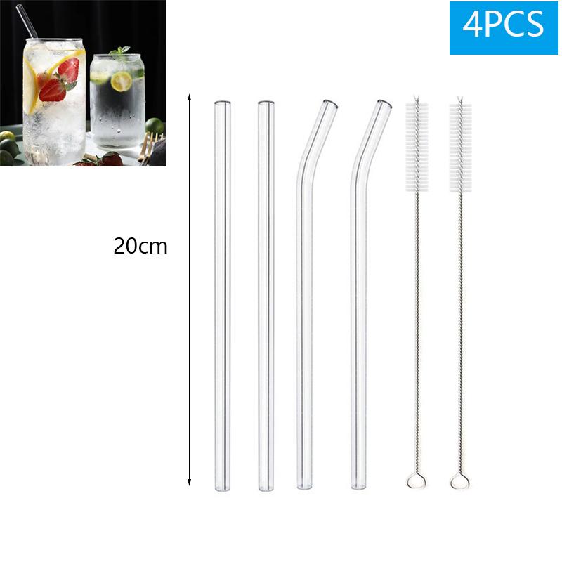 1-10Pcs Glass Straws Eco Friendly Reusable Drinking Metal Straw with Brushes Smoothies Milkshake Cocktails Party Bar Accessory