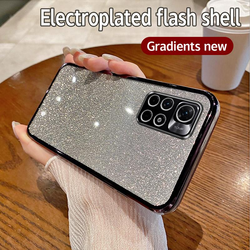For Xiaomi Redmi Note11 5G Case Redmi Note 11S Note 11T Poco M4 Pro Phone Case Shiny Glitter Plating Camera Lens Soft Back Cover