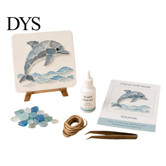 Adult Crafting Gift Ideas DIY Sea Glass Art Mosaic Kit, Ocean Animal Themed Craft Set for Adults Durable Beach Style Crafts Beginner, Handmade