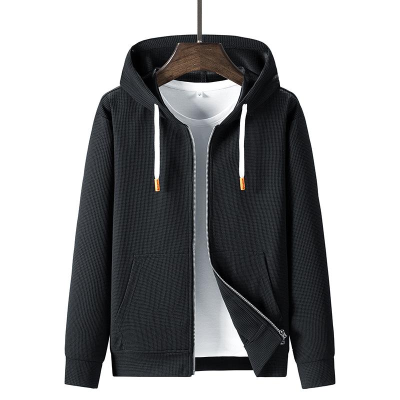 Spring and Autumn Thin Casual Sports Suit Men's Hooded Waffle