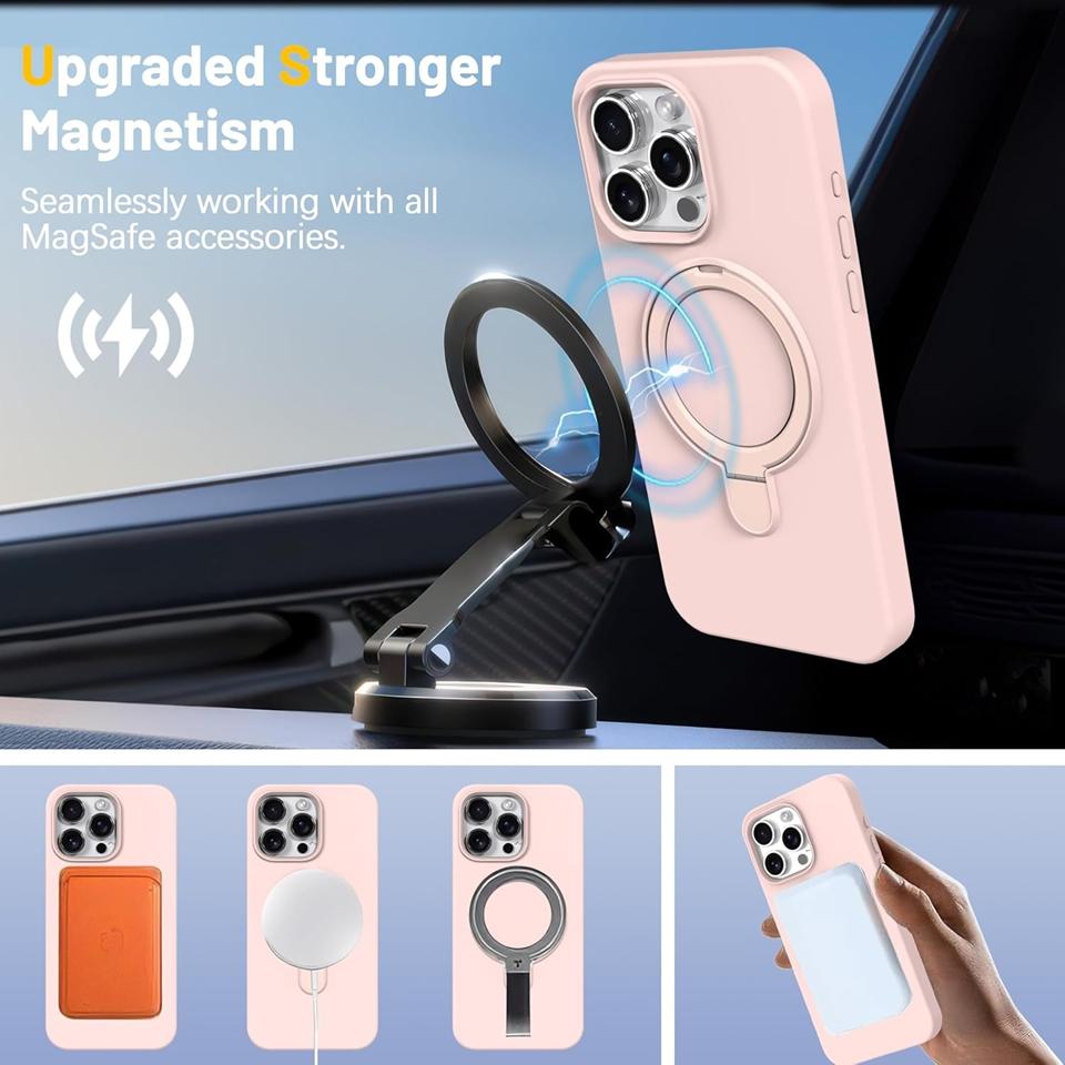 Liduid Silikon Magnetständer Handyhülle Für iPhone 15 14 16 Plus 11 12 13 16 Pro Max Magsafe Ladeschutz Weiche Hülle