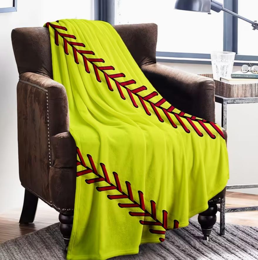 1pc Softball Pattern Blanket Fleece Throw Blankets 150x180cm for Bed Couch Sofa Blankets