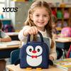 Waterproof Thermal Lunch Box Cartoon Insulated Bag, Durable Oxford Cloth Cooler Tote, Penguin/Duck Fresh Keeping Meal Carrier Patterns Print,
