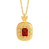 S925 Silver Vintage Pendant Necklace, Natural Garnet Topaz Choker for Women
