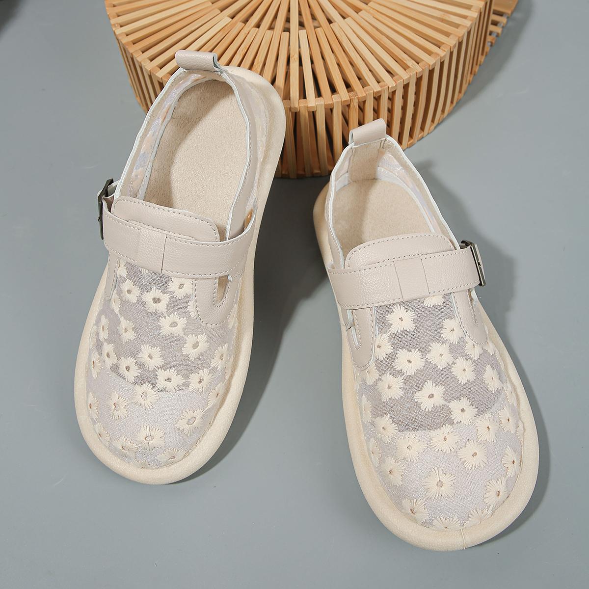 

Модные женские туфли на плоской подошве 2024 года, летние модные повседневные женские туфли на плоской подошве с пряжкой из сетки, дышащие, удобные женские туфли 41 абрикосовый