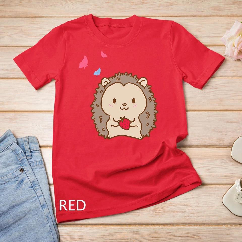 Womens Hedgehog Gift Design Cute Strawberry Hedgehog Unisex T-shirt 6 S