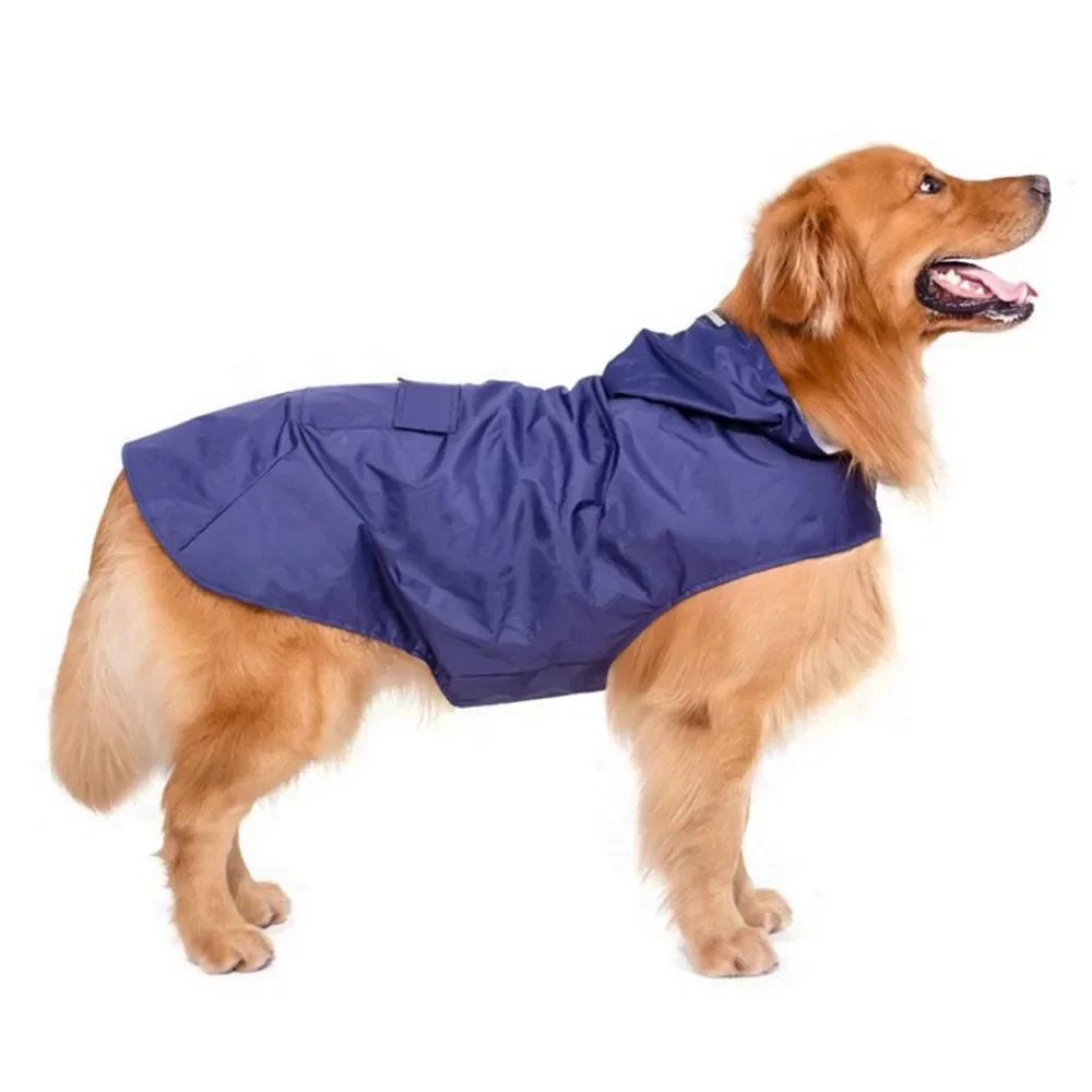9 Größen Hunde-Regenmantel Kleine Mittlere Große Hunde Wasserdichte Kapuzenjacke Regenkleidung Mit Reflektierendem Streifen Outdoor-Zubehör (Blue,M) blau