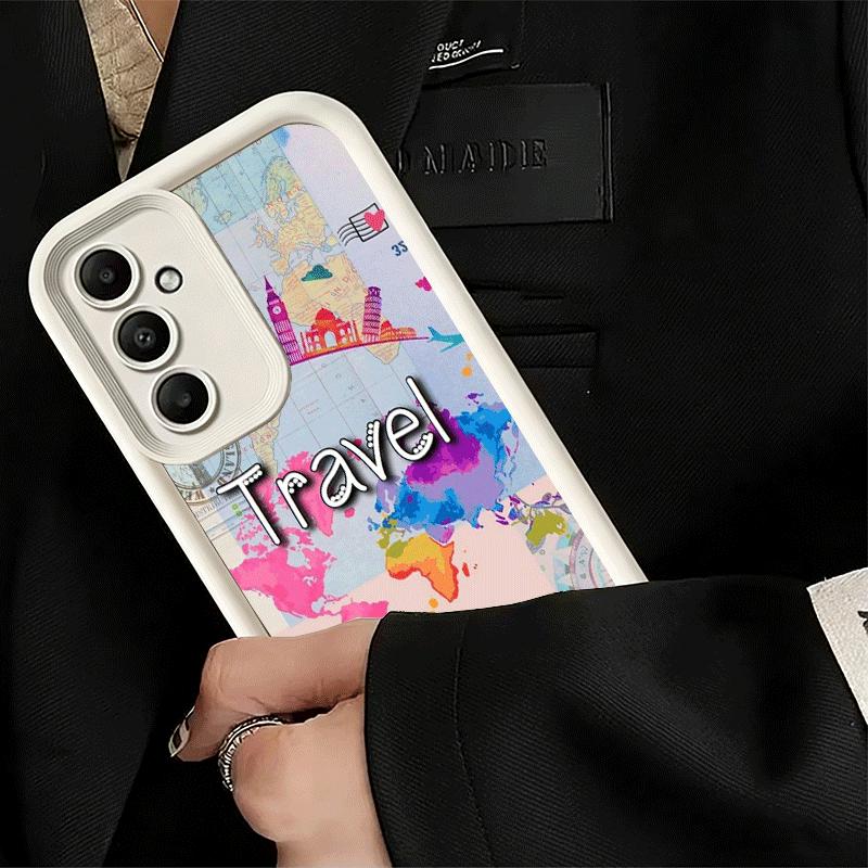 Travel Map Artistic Pattern Soft Phone Case for Samsung Galaxy A17 A16 A26 A36 A56 A15 A25 A35 A55 A14 A24 A34 A54 A13 A23 A33 A