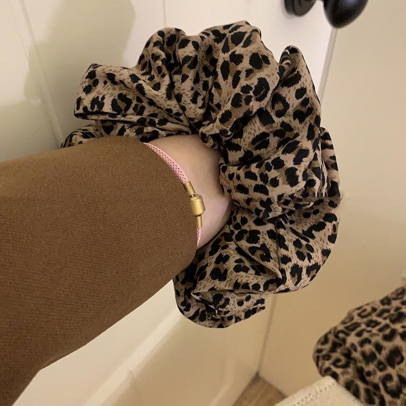 Extra large! Leopard print large intestine hair band~early spring new sweet and cool hot girl Y2k millennium style ball hair accessories headdress