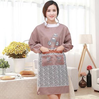 סינר כותנה עמיד למים ושמן עם שרוולים ארוכים, לוגו מותאם אישית, עיצוב ללבישה מאחור למבוגרים