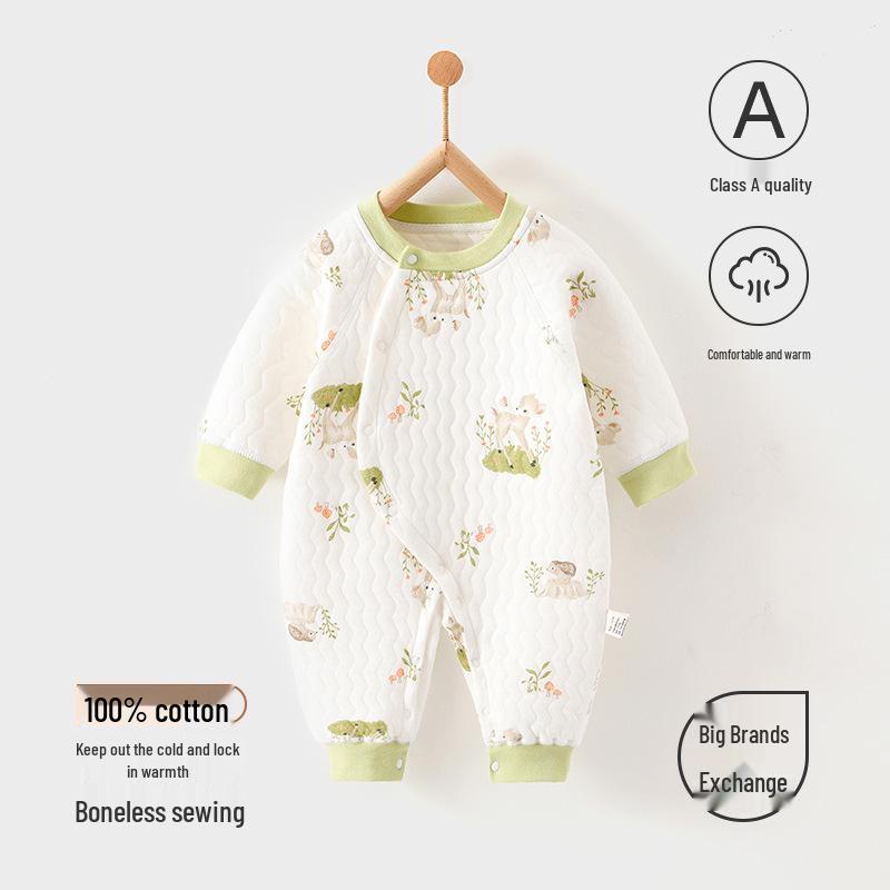 

Warm Quilted Baby Romper: Three-Layer Cotton, Boneless Design for Autumn/Winter 80 cm