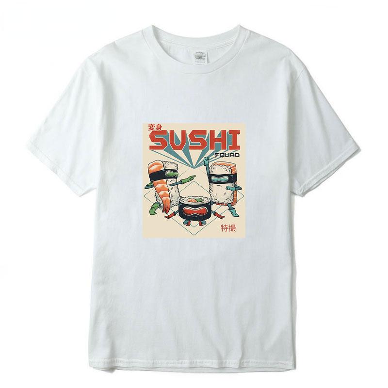 Vintage Anime Shirt Funny Sushi Graphic Tshirts Women Men Summer Casual Cool Loose Tee Ropa Hombre Camisetas De Mujer