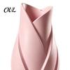 Kreativer Pflanzen-Display-Halter Blattförmige Kunstvase, 3D-gedruckte matte verdrehte florale moderne Skulptur Dekorative Vase für Blumen Blume Wohnzimmer