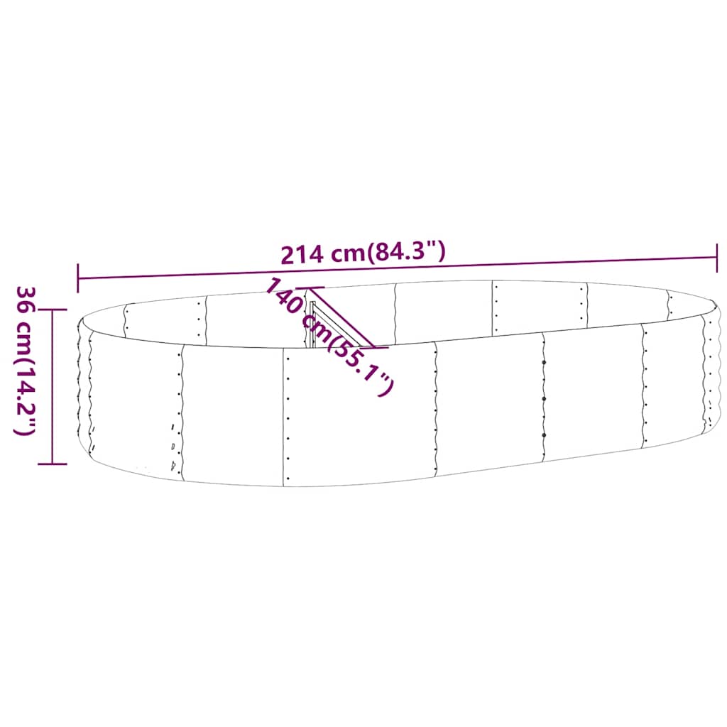 vidaXL Hochbeet Verzinkter Stahl 214x140x36 cm Anthrazit
