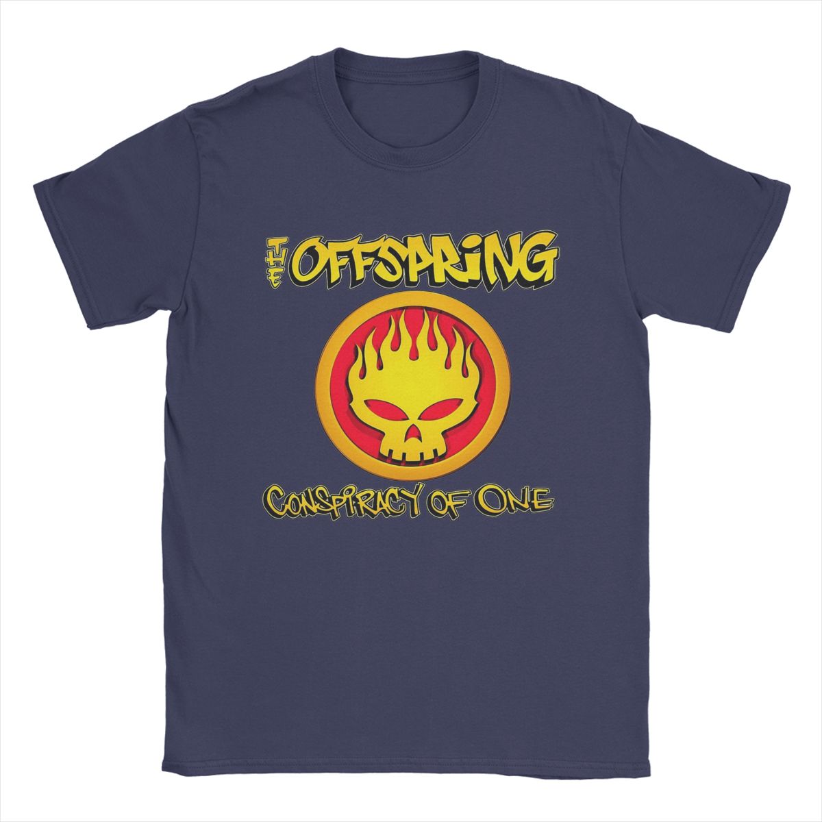 Comfortable season Heren T-shirts The Offspring Nieuwigheid Puur Katoen T-shirt Korte Mouw T-shirts Ronde Hals Kleding Bedrukking XL marineblauwe kleur