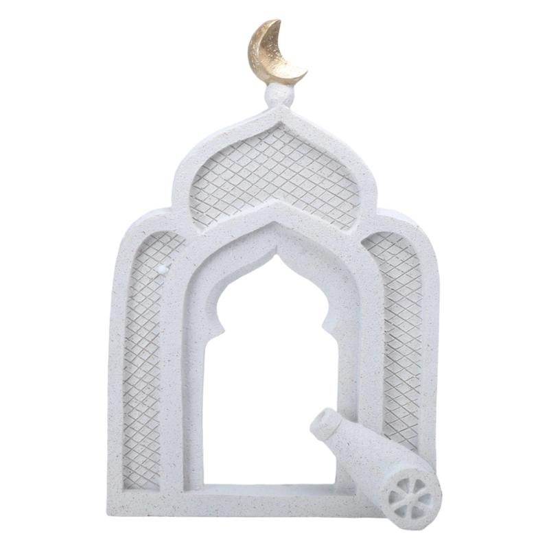 Gold and White Mosque Tower Model with Storage Box,Ramadans Eid Home Decors Decorative Ornament for Table Bookshelf