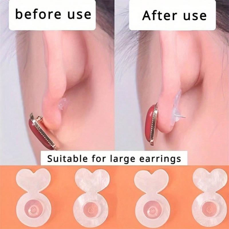 2Pcs Silicone Earring Backs For Heavy Earrings, Invisible Lift Support Pads For Droop-Free Ear Lobe, Secure Earring Lifters For Studs & Danglers