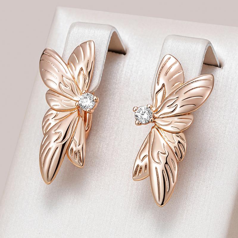 Vintage Glossy Flower English Earrings For Women Fashion  Gold Color Natural Zircon Boho Ethnic Wedding Jewelry Gift