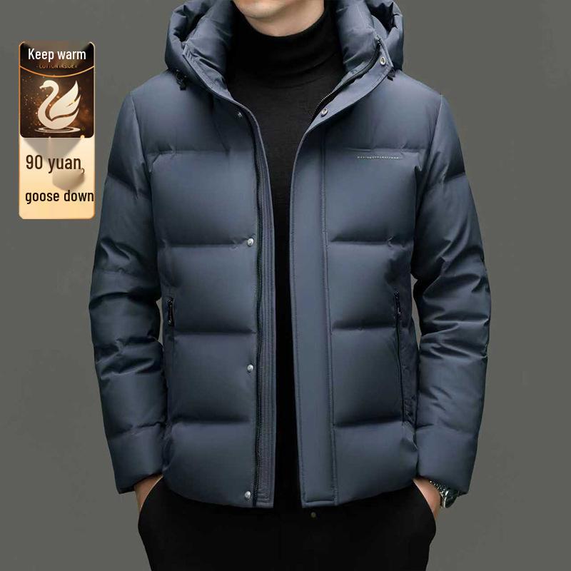 Men's 90% Goose Down Hooded Winter Jacket – Casual, Warm, Fashionable, Short Coat