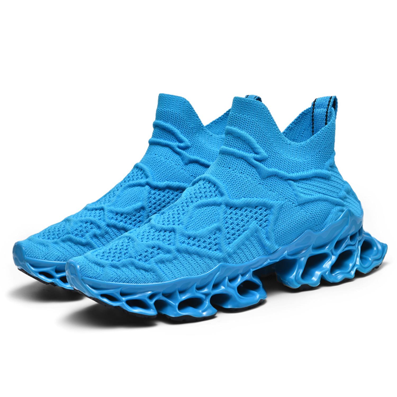 

Мужская новая стильная удобная противоскользящая спортивная обувь для отдыха, легкие дышащие вязаные кроссовки для бега 37 синий