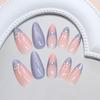 Cat Eye Crisp Blue French Bow Removable Nail Art 24 Tablets