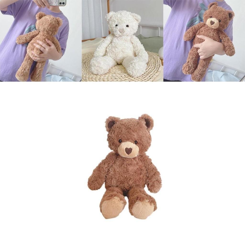 Adorable Heart-shaped Plush Teddy Bear Toy For Soothing Comfort 16.5" Tall, Long Furry Brown Fur