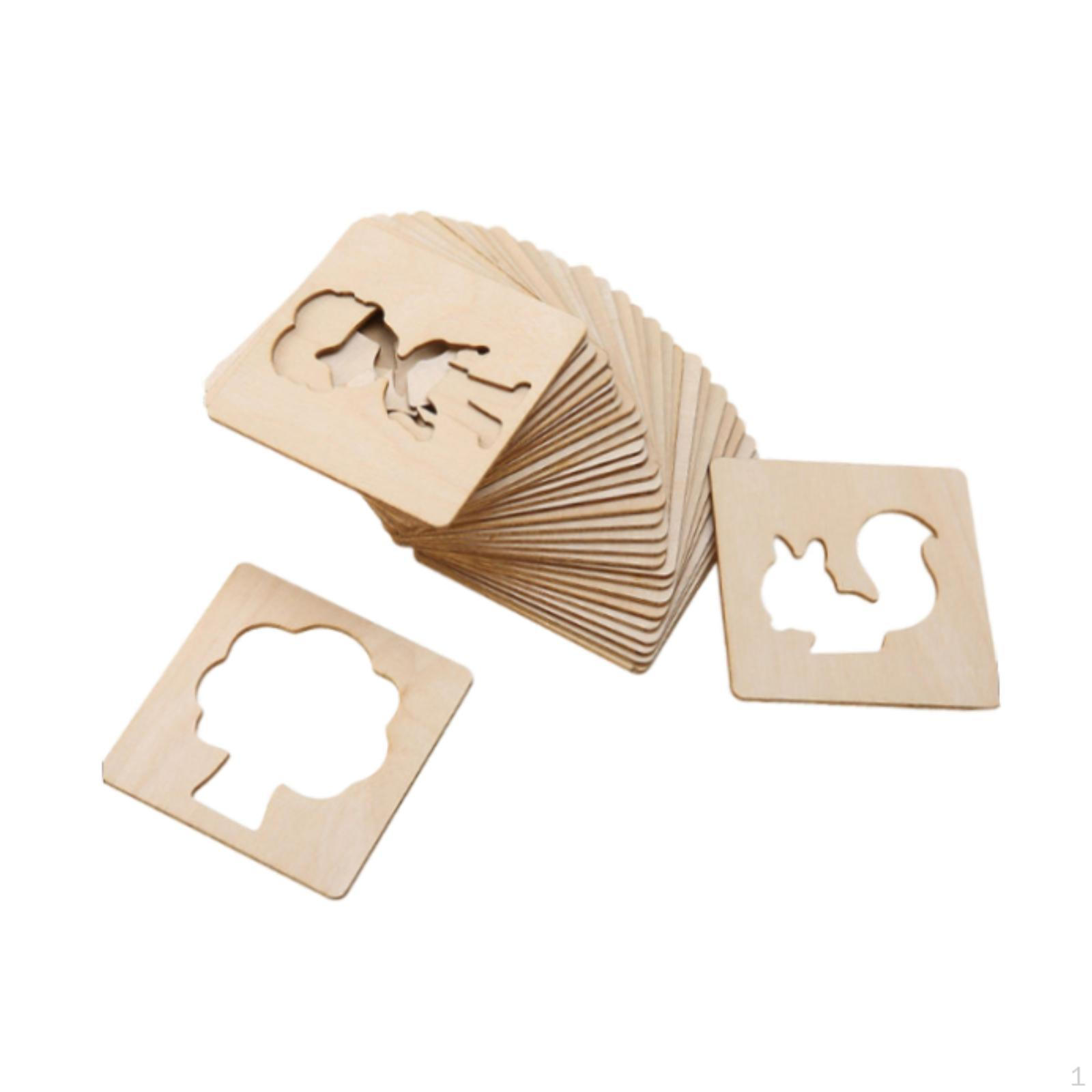 

20x Drawing Stencils Wood Sturdy Crafts Portable Compact Educational Painting Templates DIY