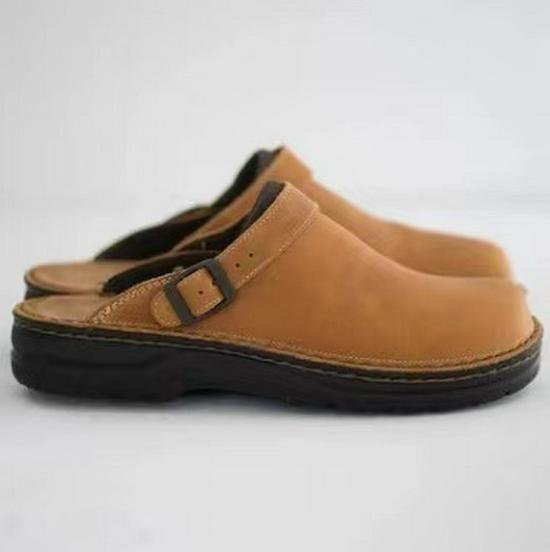 Men's Plus Size Peep Toe Buckle Strap Sandals - Wedge Heel (Size 48)