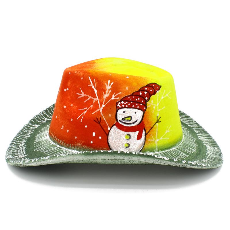 Colorful Skull Pattern Cowboy Hat for Halloween & Christmas Masquerade