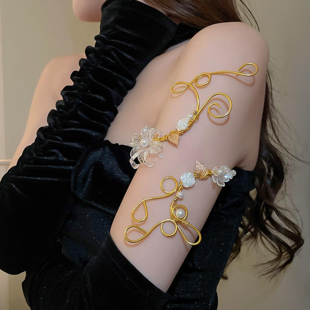 Floral Iris Flower Bracelet Hollow Out Armband Vintage Open Arm Bangle Girls