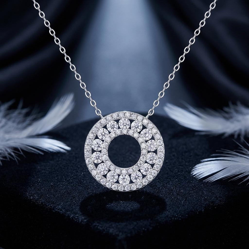 Chain Circle 925 Sterling Silver D Color VVS Clarity Design Price Moissanite Diamond Fashion Charm Necklace
