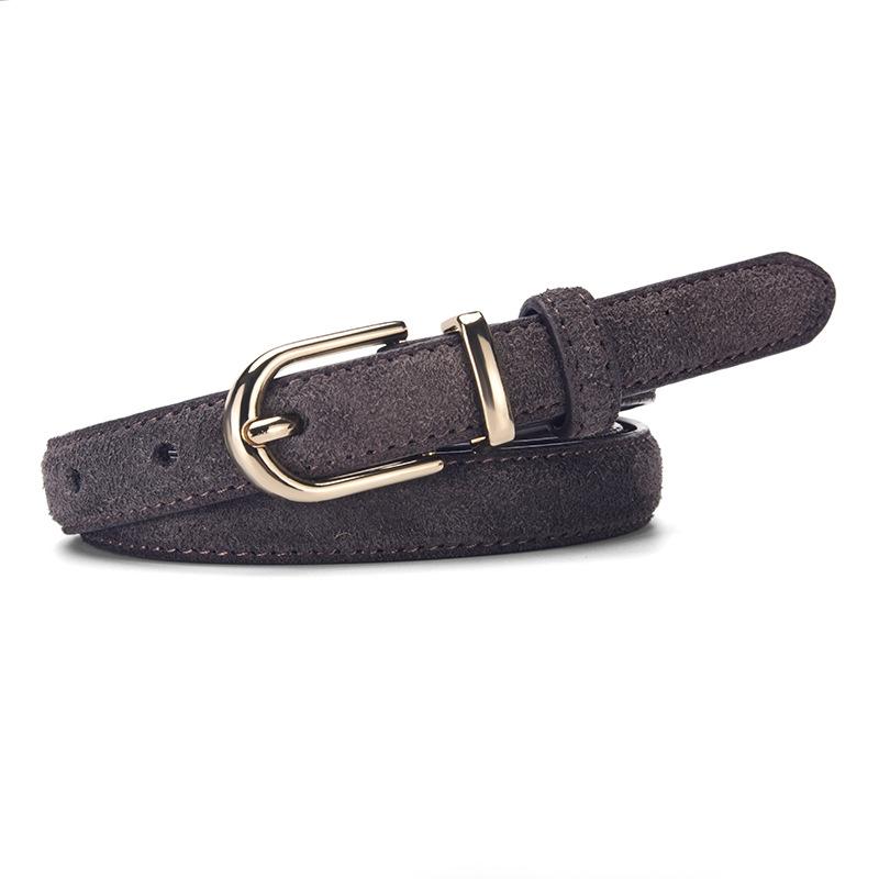 

Mary New women s slim belt - maillard suede leather belt - luxury & high-end style 100cm