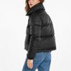 Puma Women's Black Logo Print Short Stand Collar Warm Winter Down Jacket