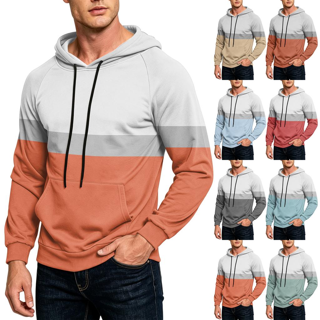Men's Casual Hoodie with Pocket Drawstring and Printed Design for Everyday Wear