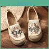 Johnature Retro Floral Women Flats Shoes Embroider Round Toe Handmade Casual Concise Ladies Shoes