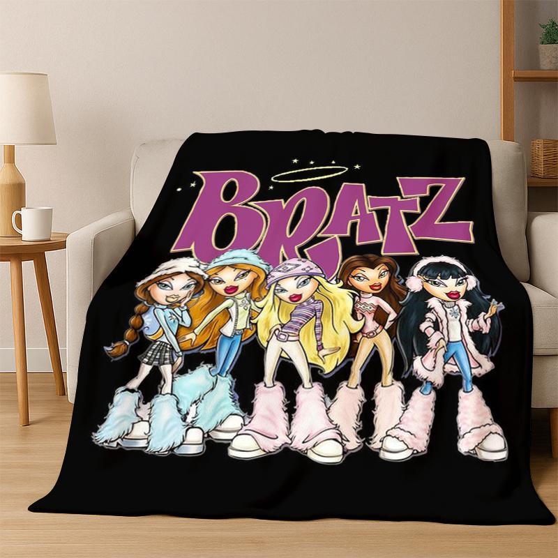 Cartoon Bratz Doll Cute Girl Flannel Blanket Soft Warm Blanket Throw Blanket for Bedroom Living Room Bed Travel Picnic Gift kid