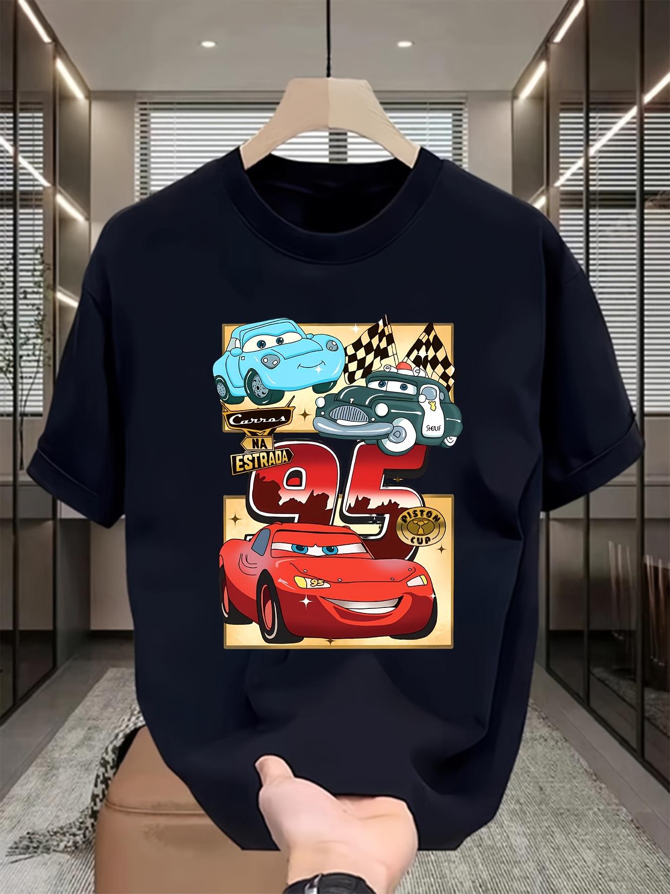 Black T-shirt with Lightning McQueen Graphic - Casual S