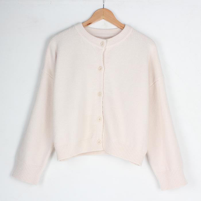 Bbaebbae Round Neck Simple Cozy Button Knit Cardigan 3 Colors