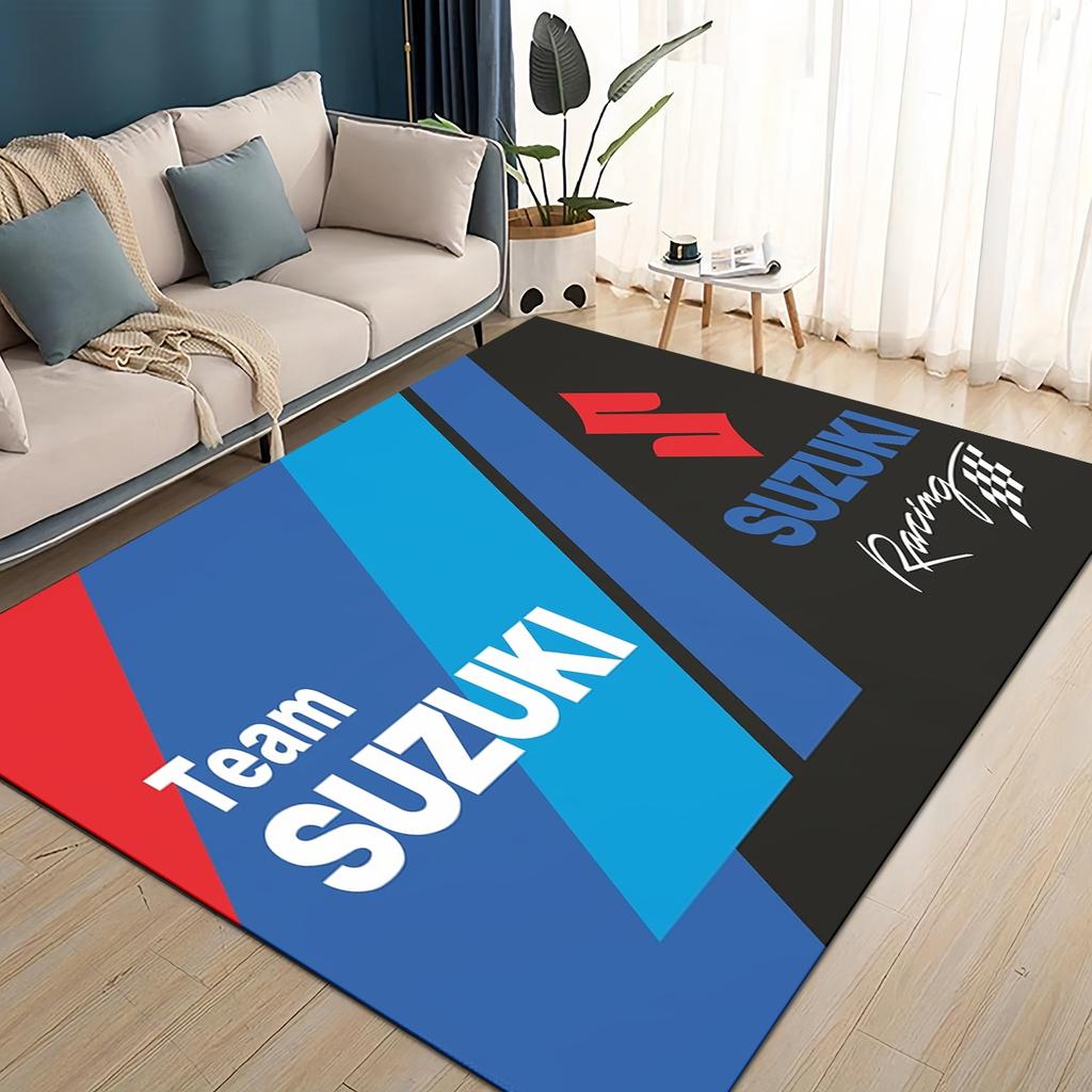 3D Racing Car S-SUZUKI Logo Motorcycle Carpet Rug for Living Room Bedroom Home Sofa Decoration,Kids play Non-slip Floor Mat