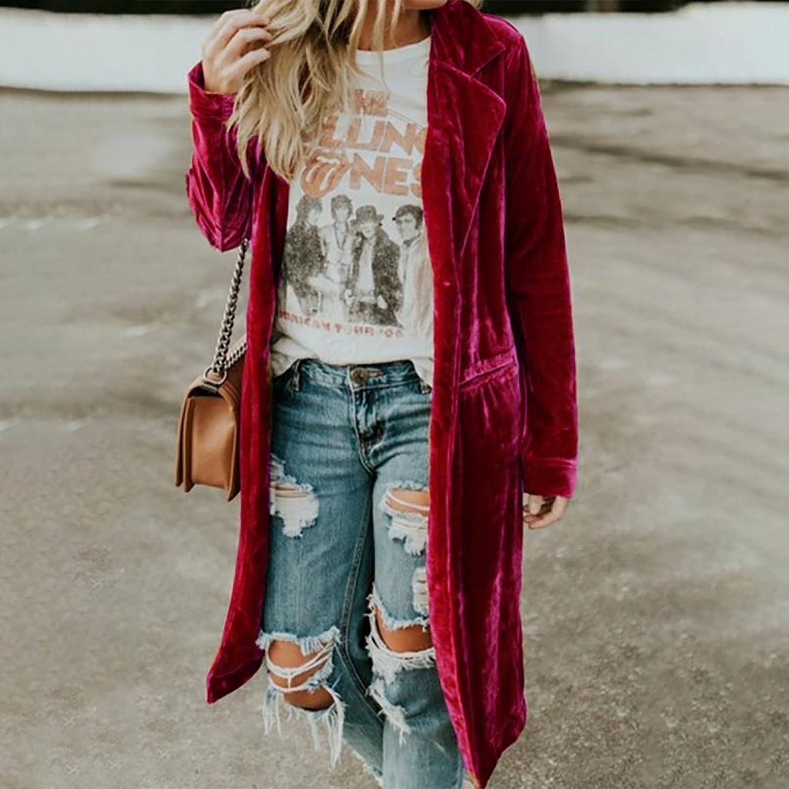 Женская модная золотая бархатная ветровка — фото 3