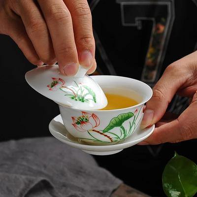 Beyaz porselen gai wan çay seti Bone China Çay Setleri Güzel ve kolay demlik Dehua gaiwan çay porselen demlik seti seyahat için