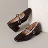 Low-cut One-button High-heeled Shoes - Women's New Style Casual Square-toe Sandals