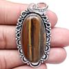 Pendant Tiger's Eye Gemstone Gift For Her Silver Jewelry 2.25"