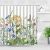 Natural Floral Shower Curtains Flowers Green Leaf Butterfly Water Color Art Nordic Modern Waterproof Bathroom Decor Curtain