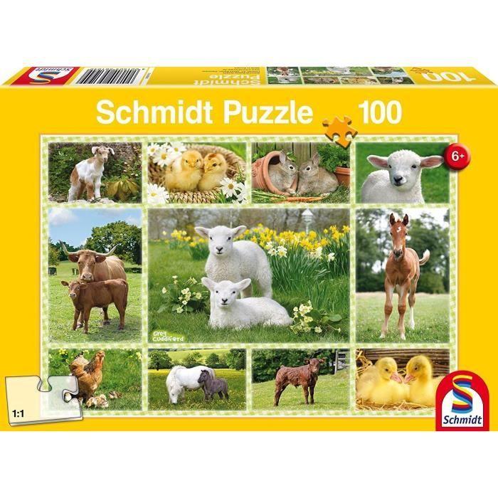 Schmidt and spiele puzzle enfant - bébé animaux à la ferme - 100 pcs
