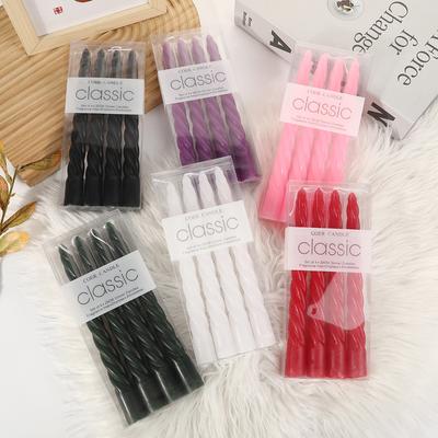 Colorful Twist Thread Long Rod Candle Household Non-romantic Wedding Classic Spiral Candlestick Rod Wax