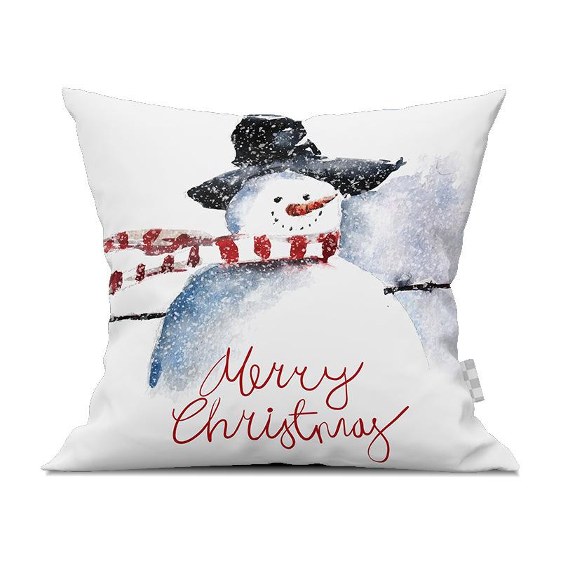 Cute Cartoon Snowman Santa Claus Printed Pattern Cushion Cover for Home Living Room Sofa Bedroom Decoration Pillowcase