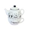 Cute French-Style Cat Ceramic Teapot Set With Matching Cup White Porcelain Tea Home Decor Gift