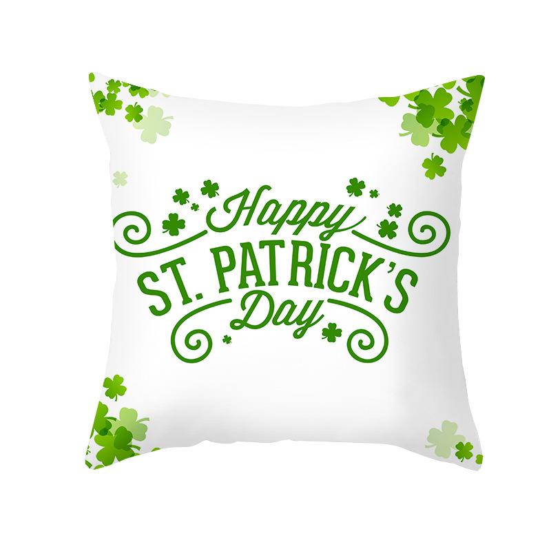 St. Patrick's Pillow Cover for Home Sofa Peach Skin Printed Cushion Cover National Day Pillow Cover