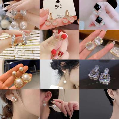 Sterling Silver S925 Needle Trendy Fashion Earrings for Live Streaming